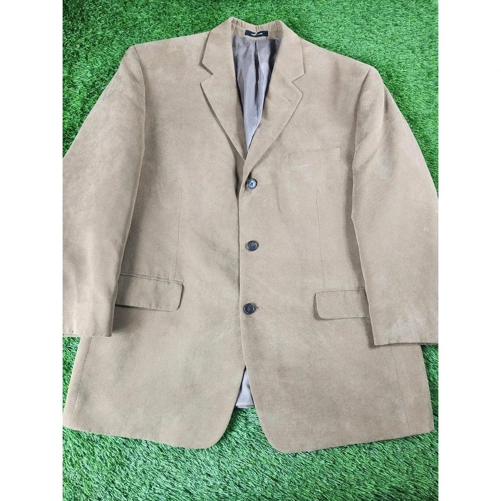 Calvin Klein Sport Coat Mens 42S Beige Corduroy Three Button Blazer Jacket Lined